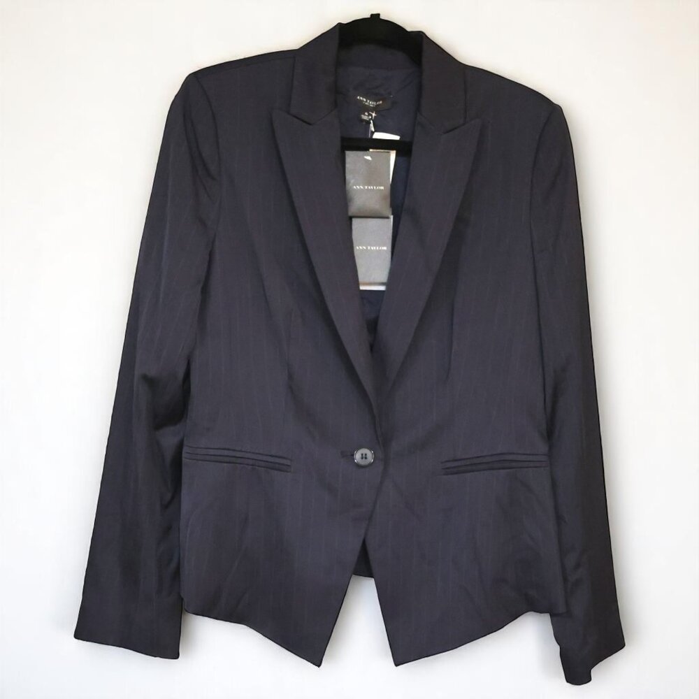 Ann Taylor Navy Pinstripe Fitted Blazer - NWT